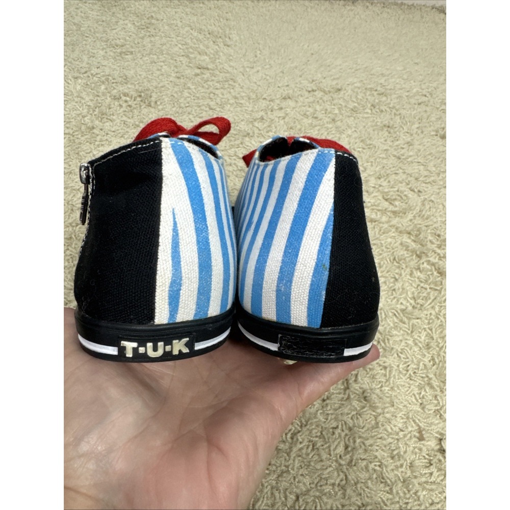 T.U.K. Womens 8 Nautical Anchor Sneakers Blue Stripe Rockabilly Psychobilly Punk - Picture 14 of 14